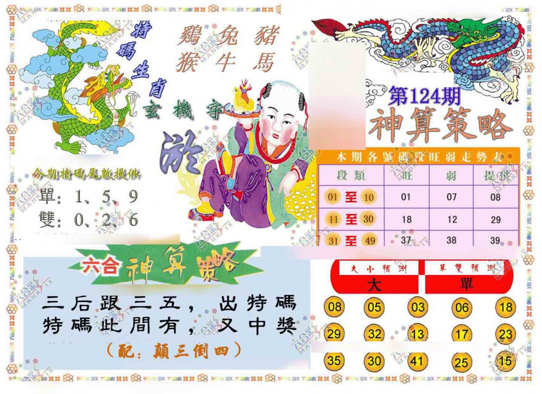 六合彩124期神算策略