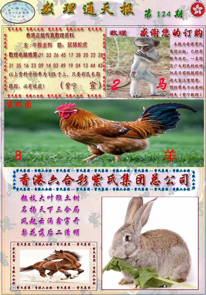 六合彩124期数通报
