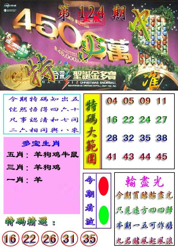六合彩124期特