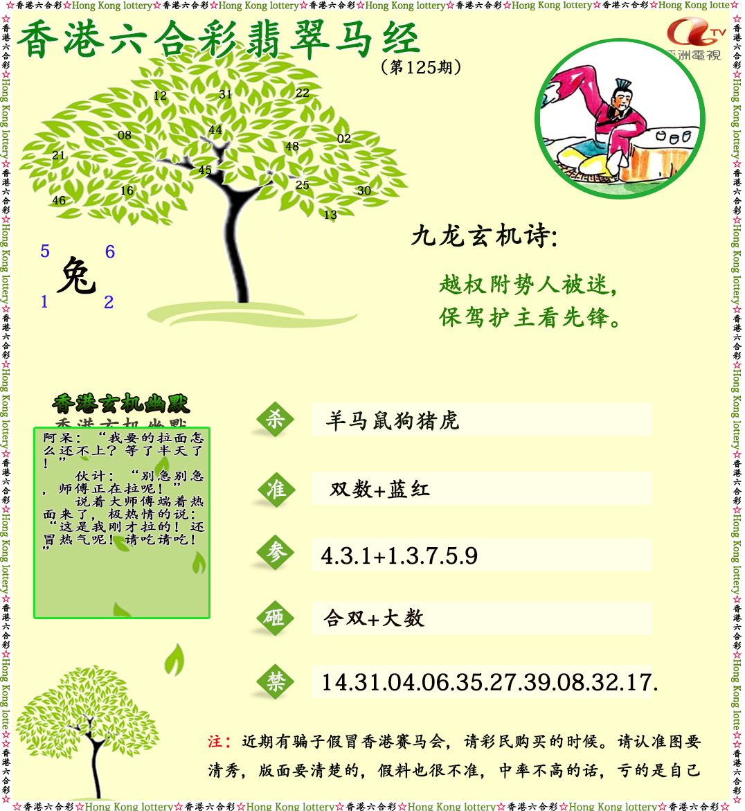 六合彩125期翡翠马经