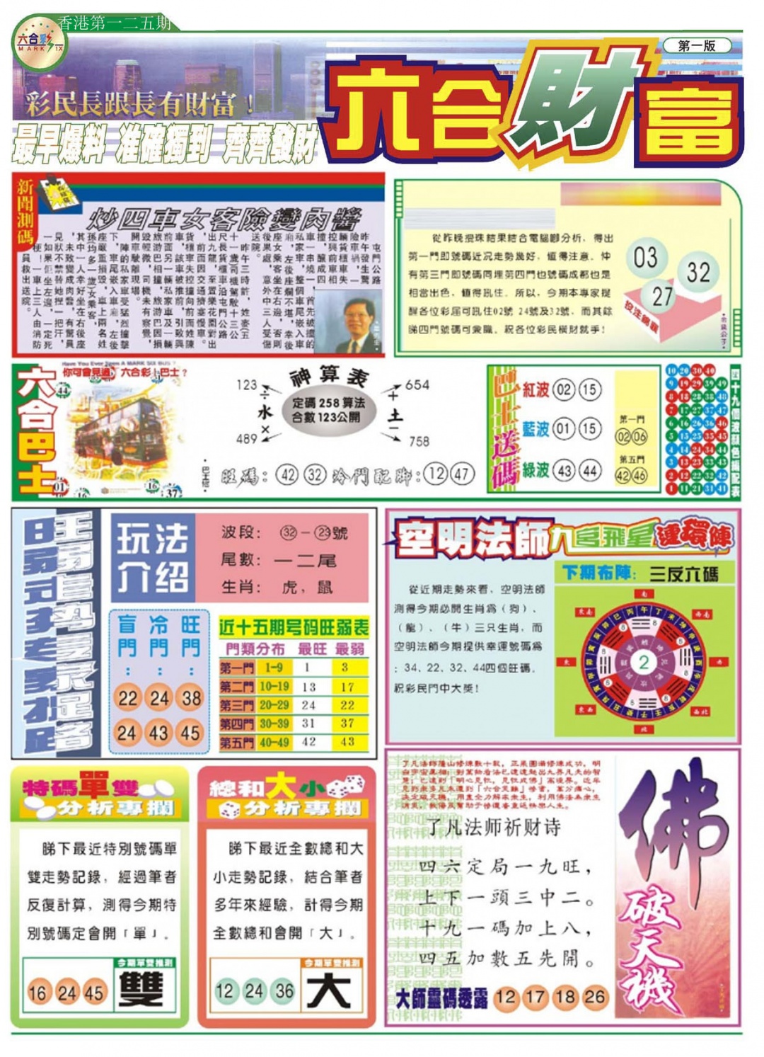 六合彩125期六合财富A