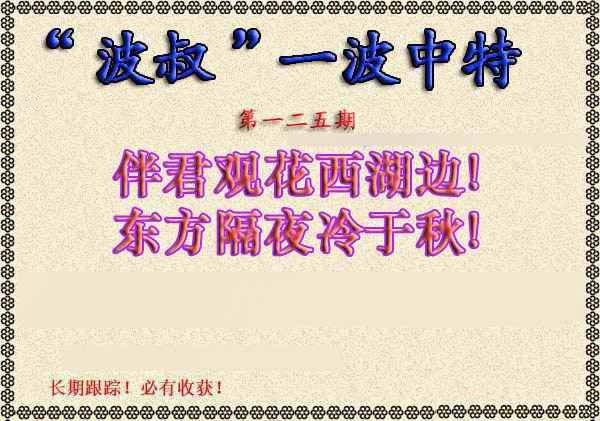 六合彩125期波叔一波中特