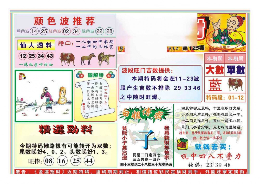 六合彩125期金运招财(新图)
