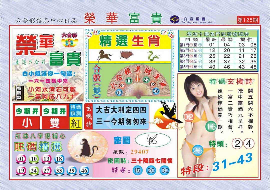 六合彩125期荣华富贵(新图)