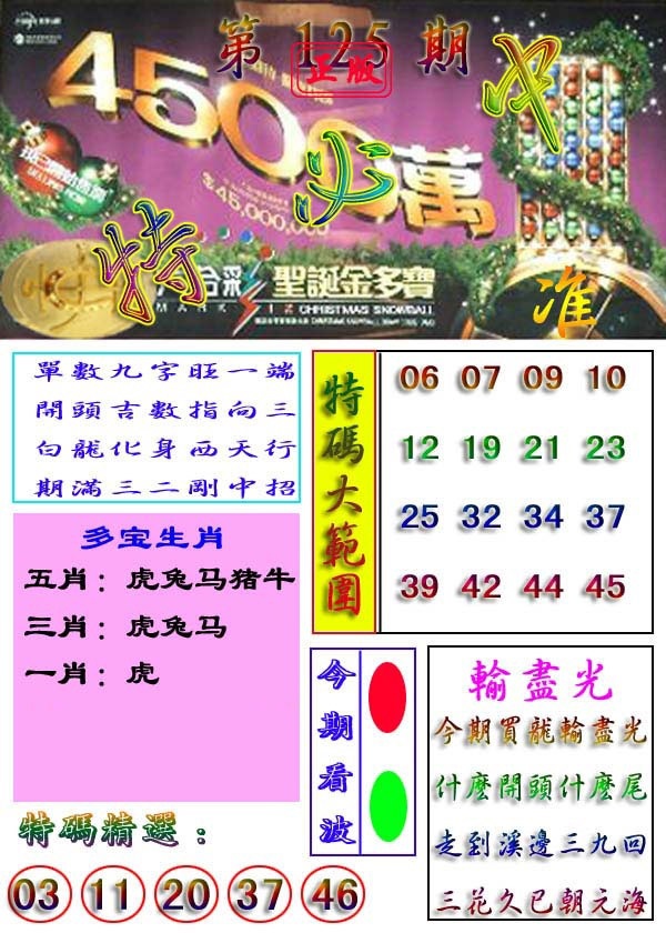 六合彩125期特