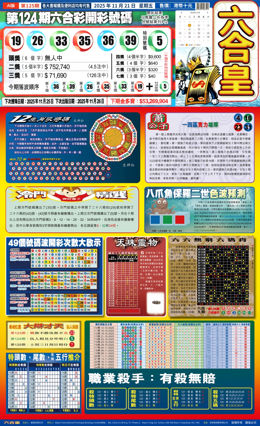 六合彩125期六合皇(港版)A