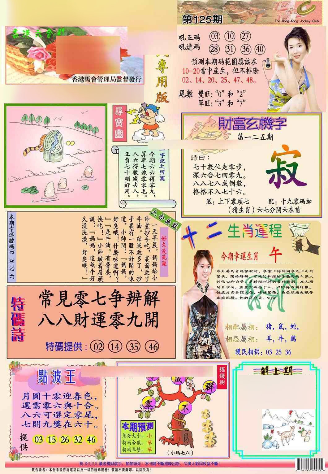 六合彩125期马经专用版(新图推荐)