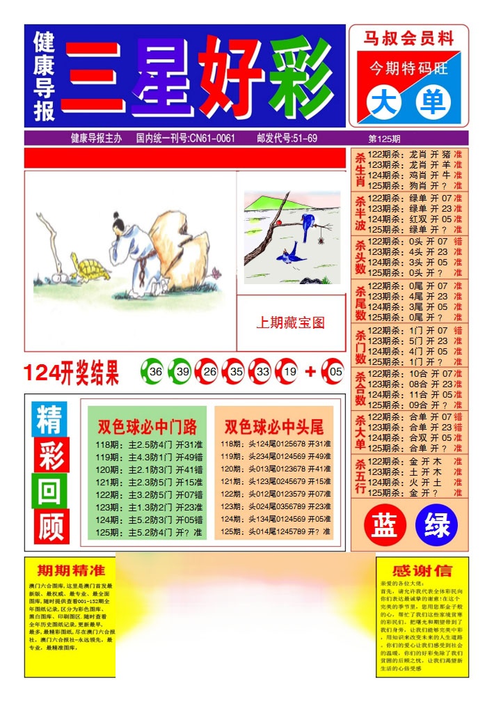 六合彩125期三星好彩1