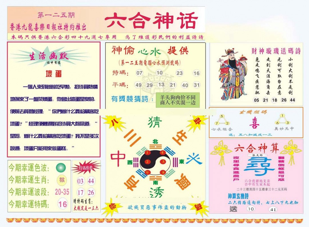 六合彩125期六合神话