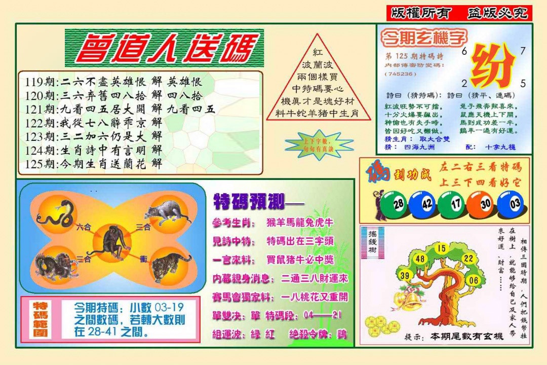 六合彩125期曾道人送特码(新图)