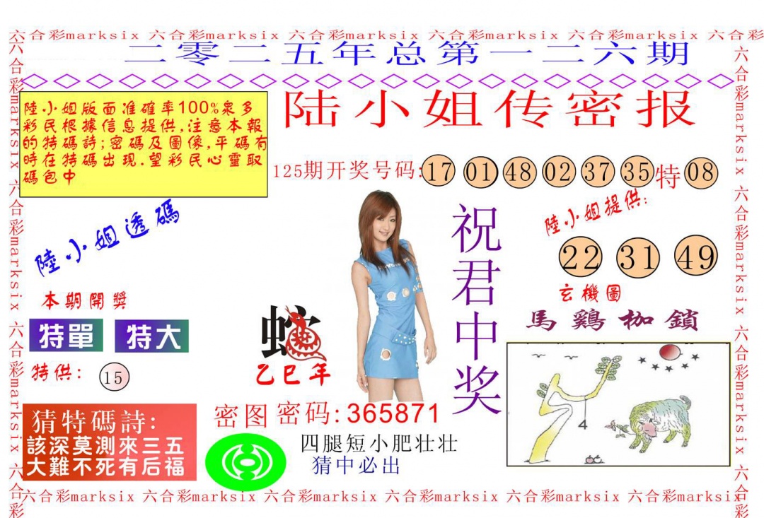 六合彩126期陆小姐传密A