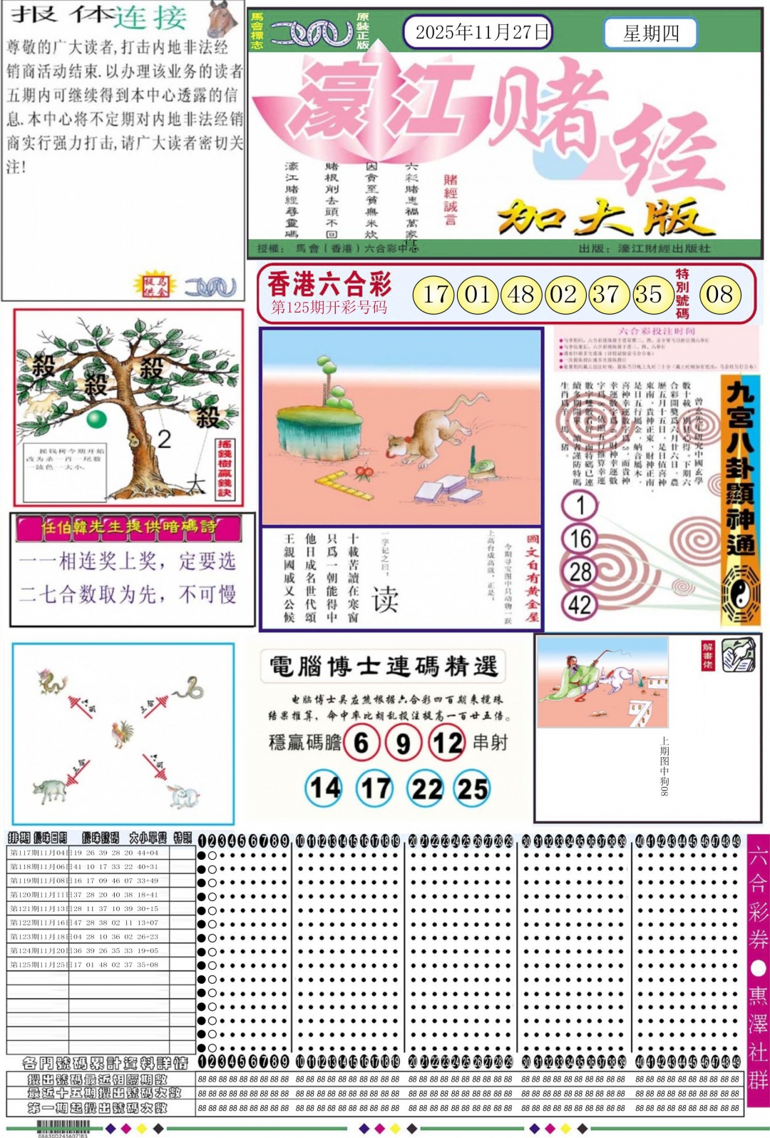 六合彩126期濠江赌经A加大版