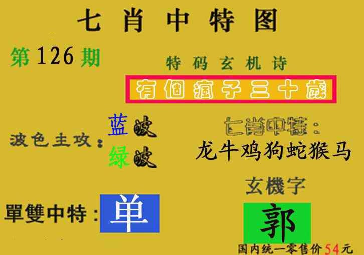 六合彩126期七肖中特(新图)