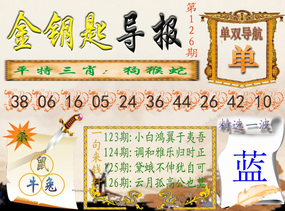 六合彩126期金钥匙导报