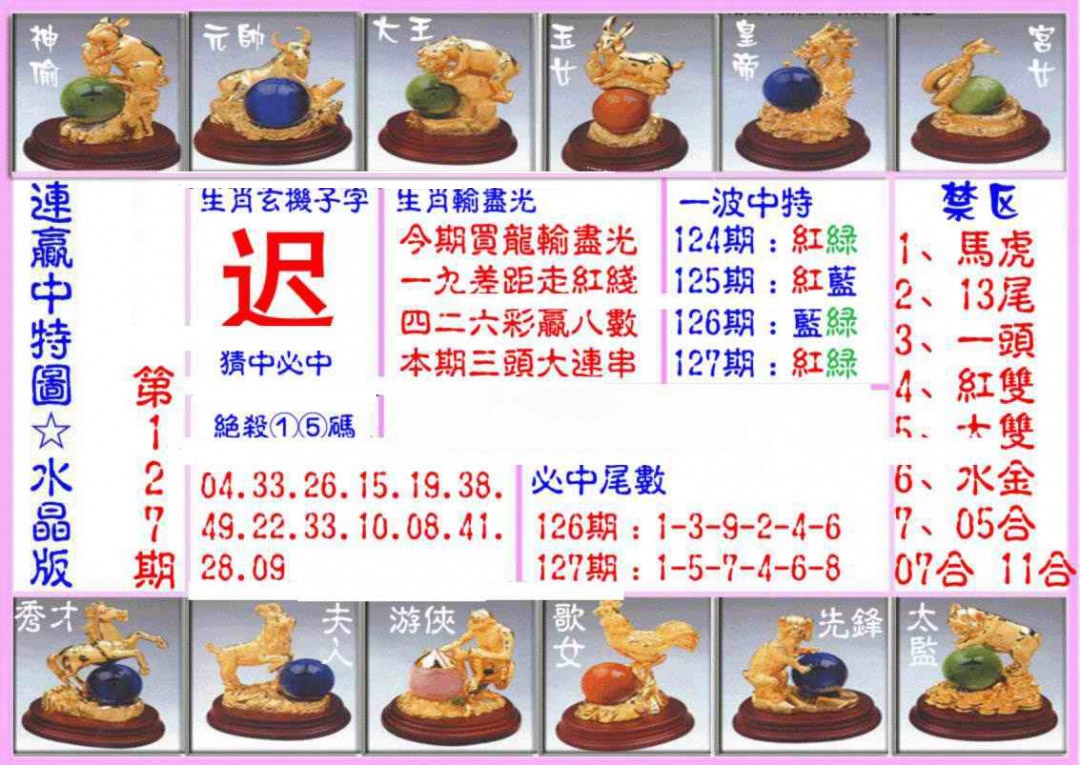 六合彩127期连赢中特图（水晶版）
