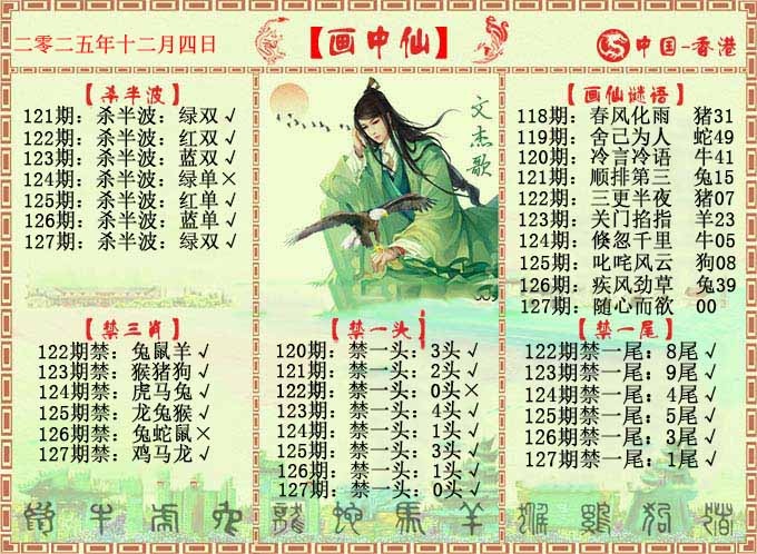 六合彩127期画中仙报