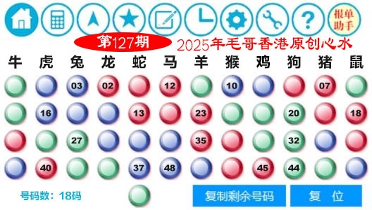 六合彩127期毛哥心水