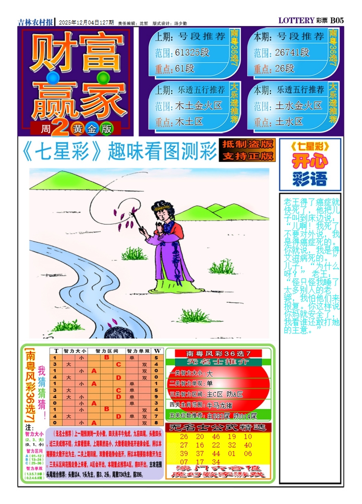 六合彩127期七星彩图(高清)A