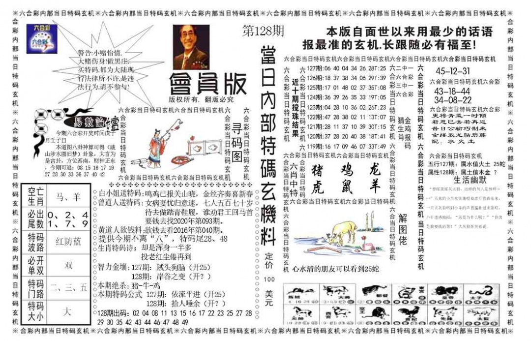 六合彩128期当日特码玄机报