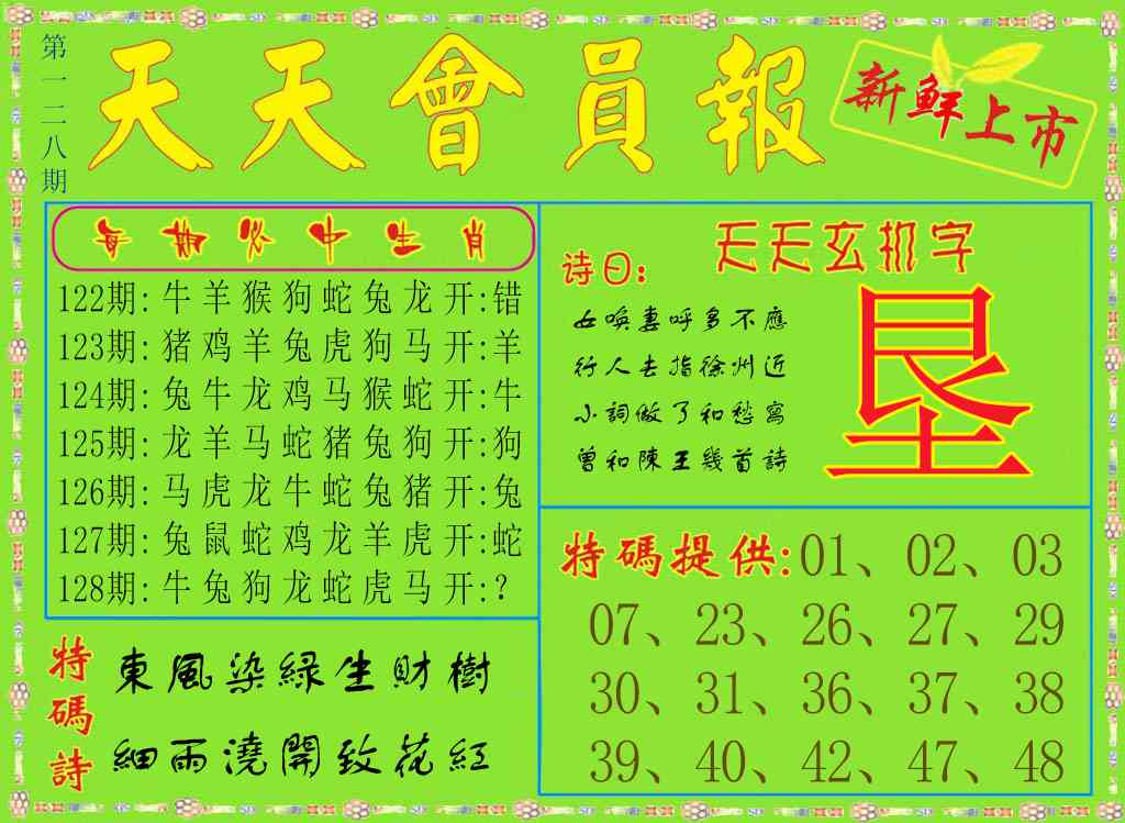 六合彩128期天天会员报