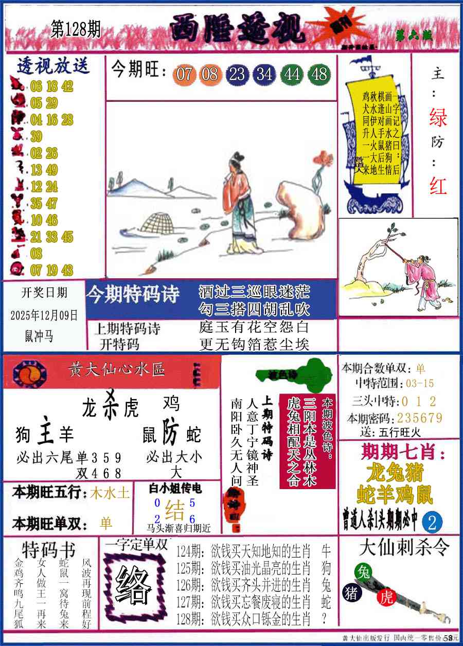 六合彩128期西陲透视(正版)