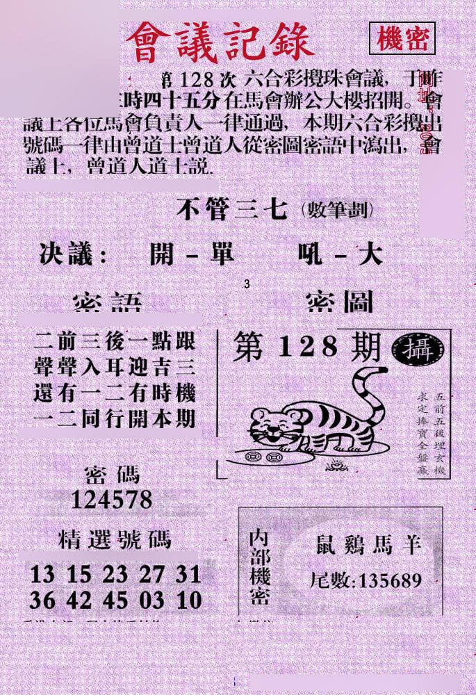 六合彩128期会议记录
