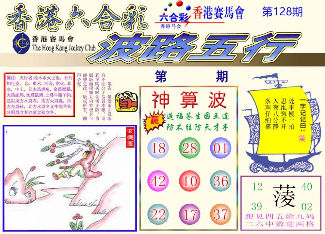 六合彩128期波路五行