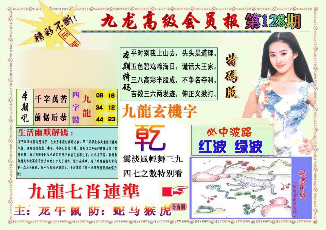 六合彩128期九龙高级会员报
