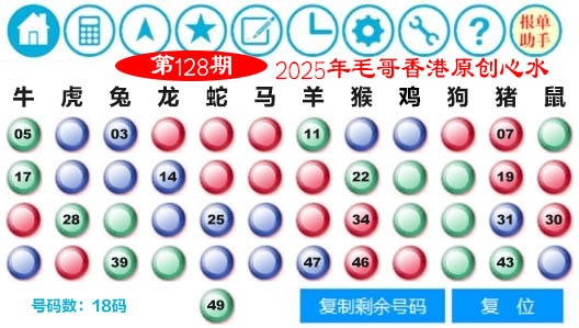六合彩128期毛哥心水