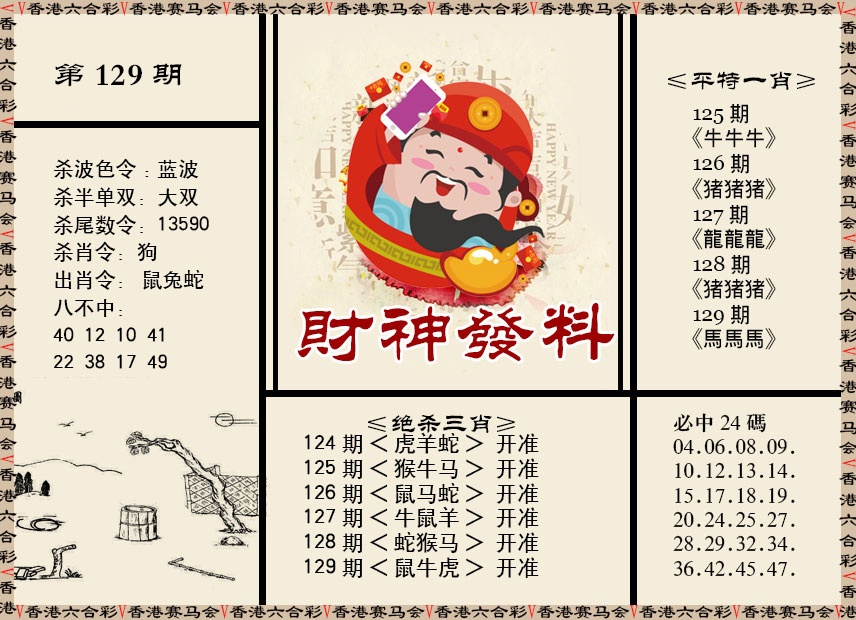 六合彩129期财神发料