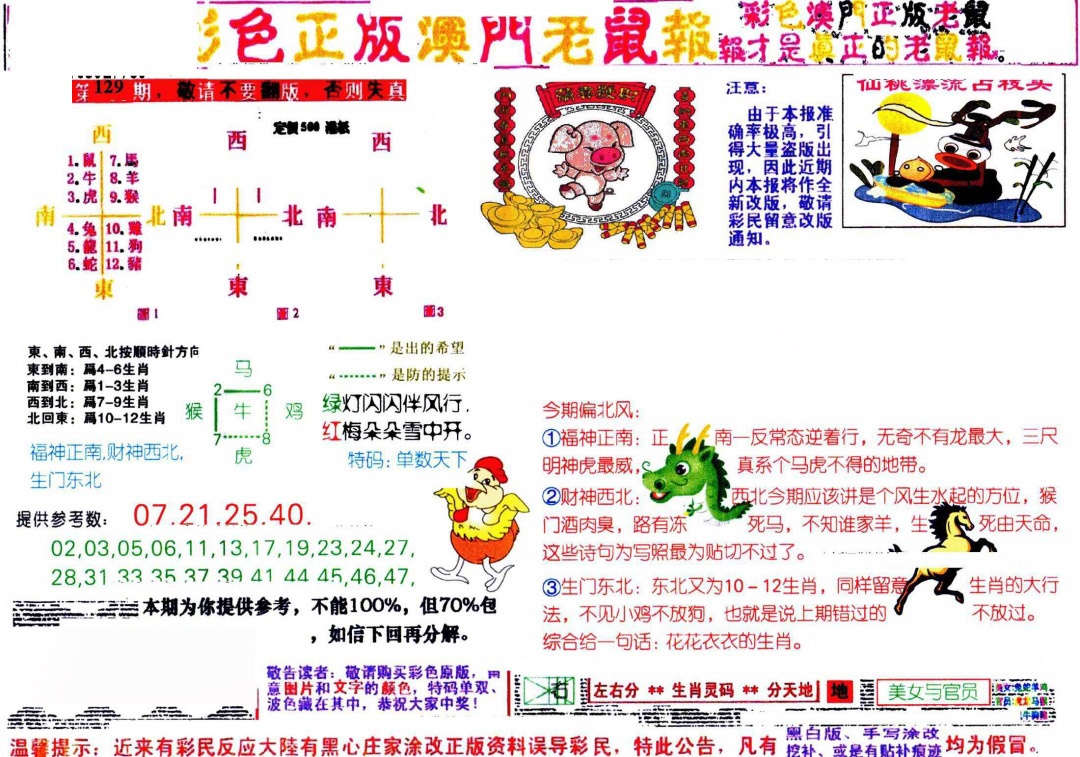 六合彩129期彩色正版澳门老鼠报