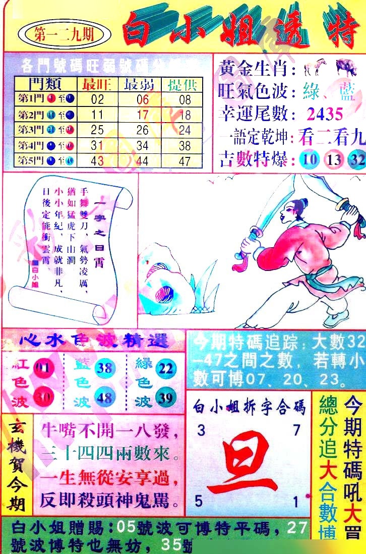 六合彩129期白小姐透特