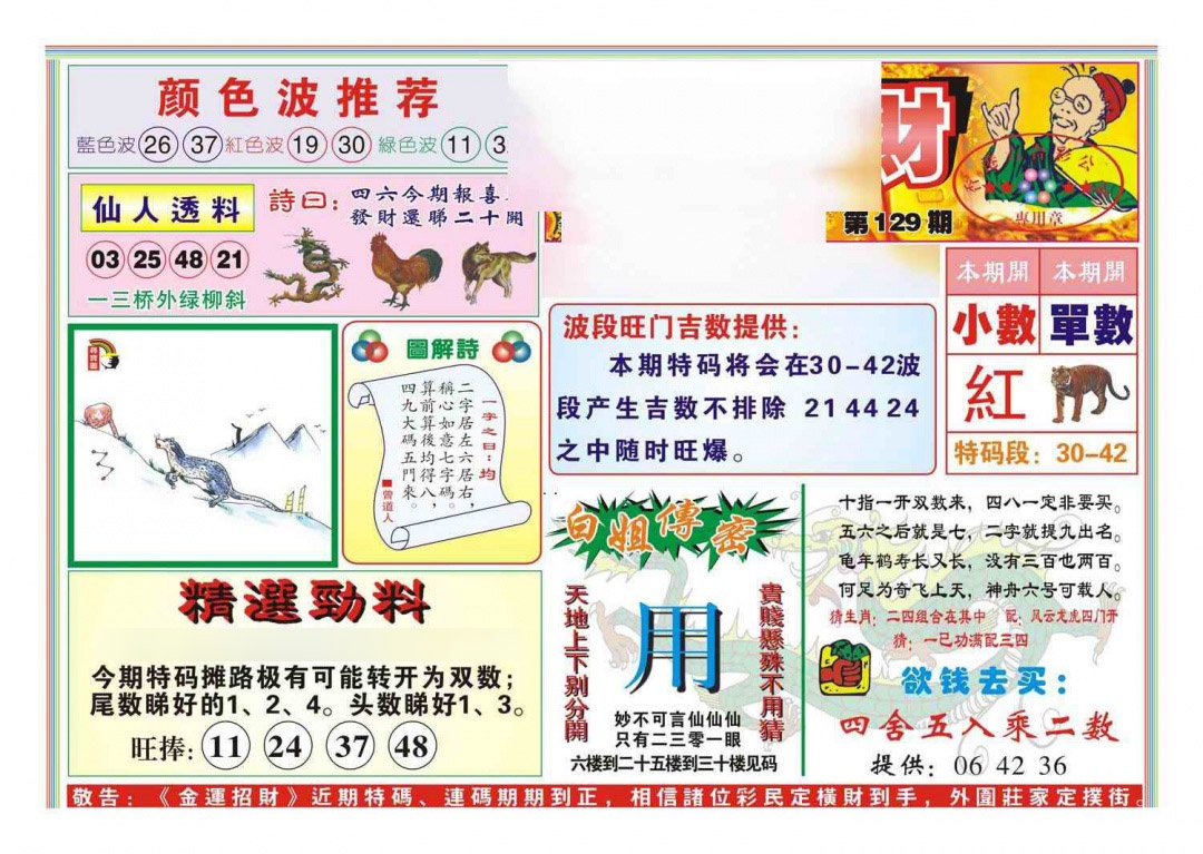 六合彩129期金运招财(新图)