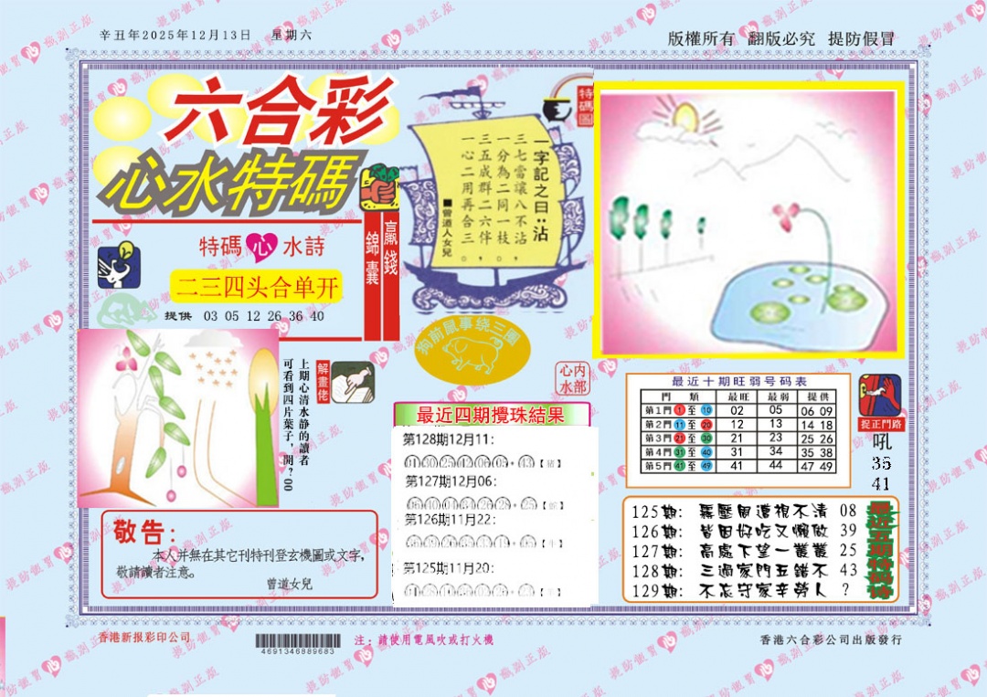 六合彩129期心水特码