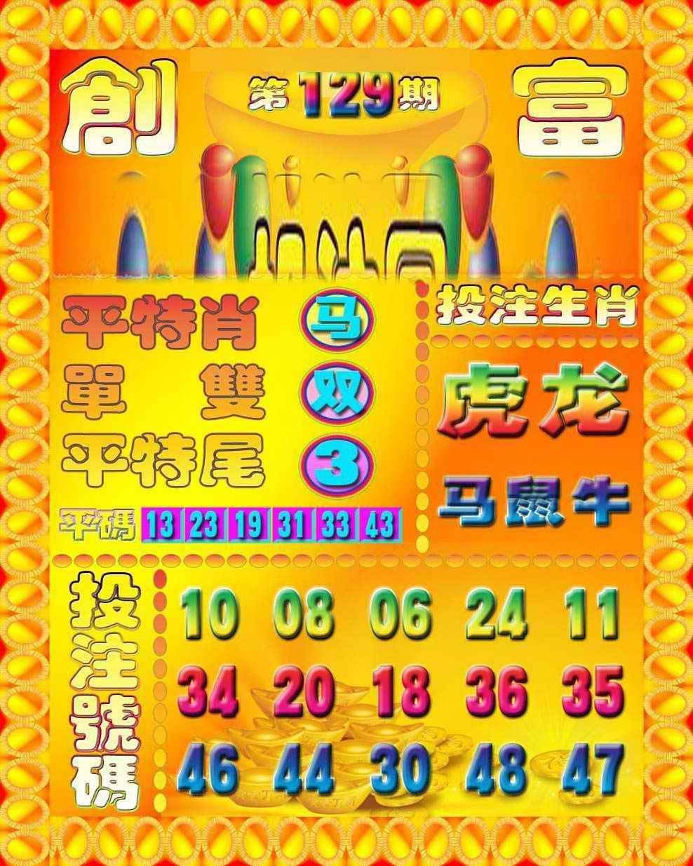 六合彩129期创富投注图