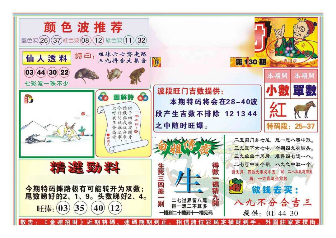六合彩130期金运招财(新图)