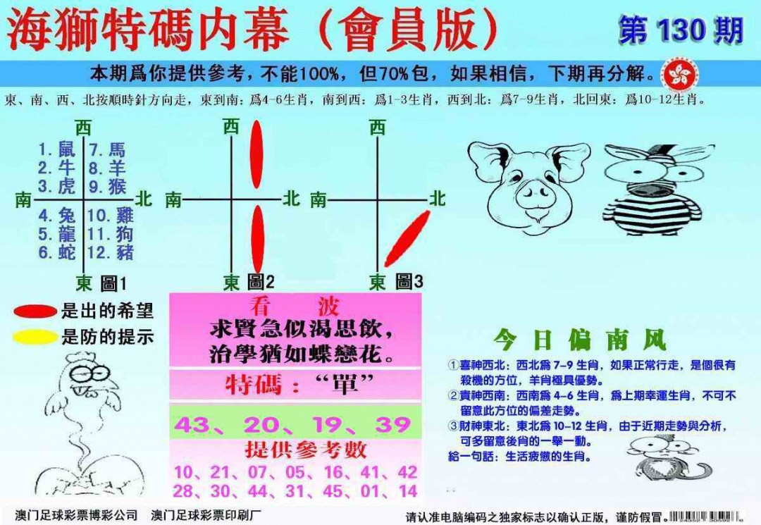 六合彩130期另版海狮特码内幕报