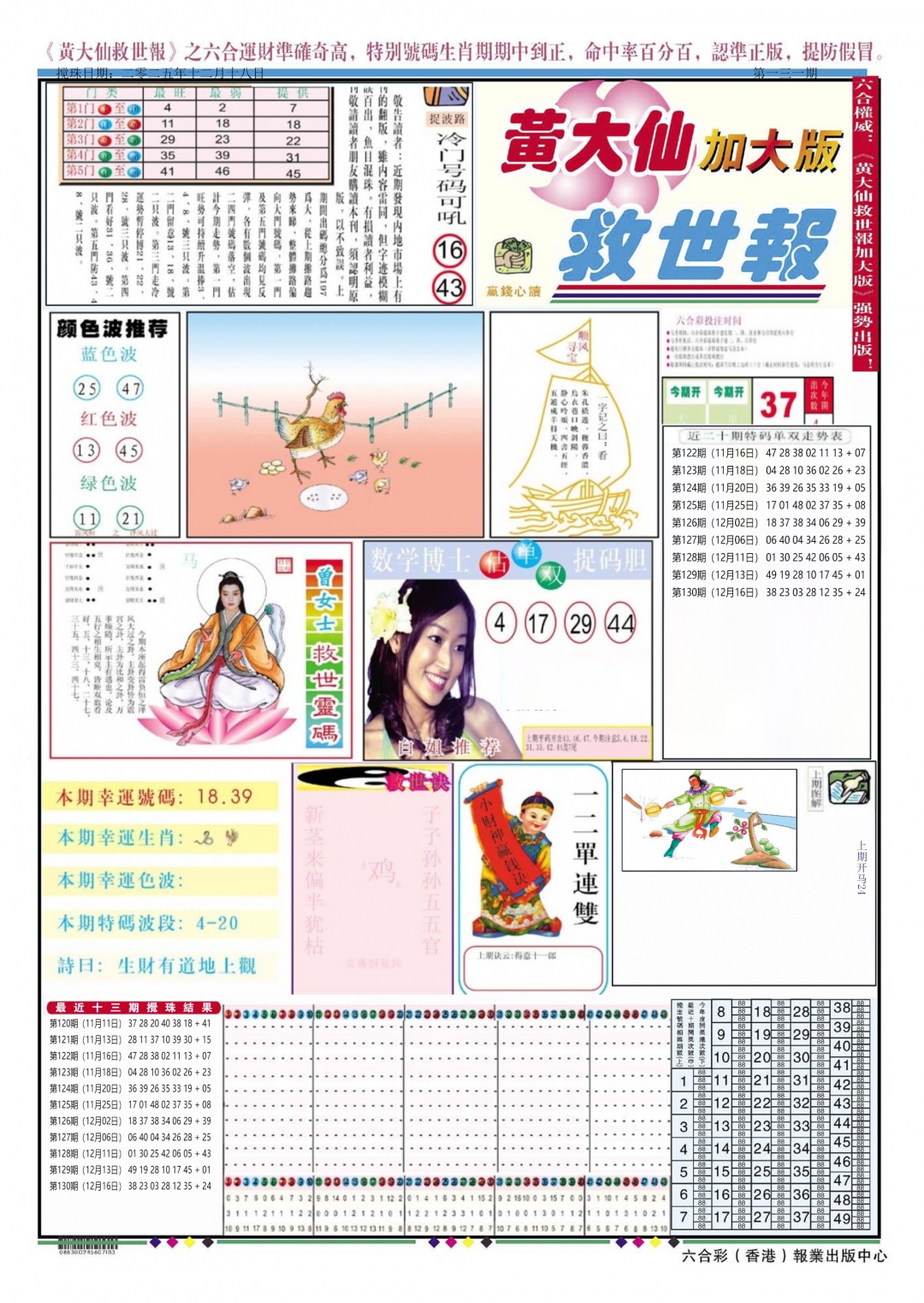 六合彩131期黄大仙救世A加大版