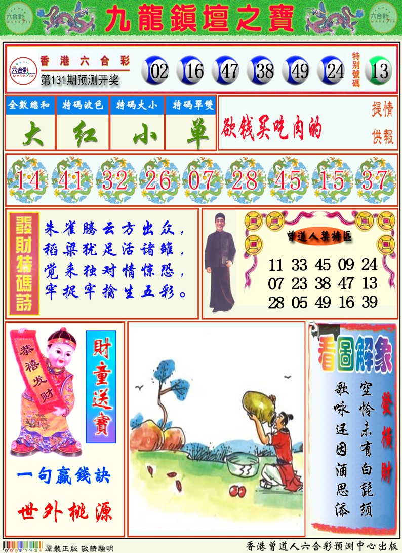 六合彩131期九龙挂牌解特码A