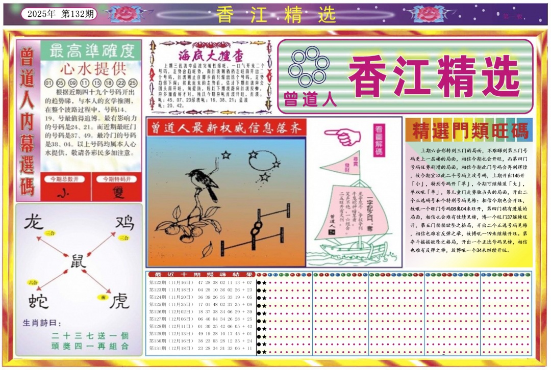 六合彩132期香江精选A