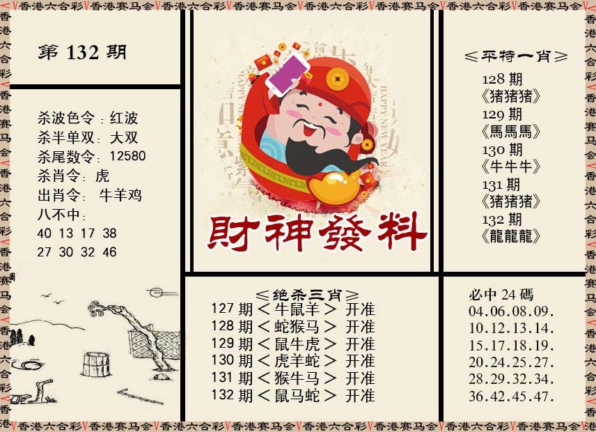 六合彩132期财神发料