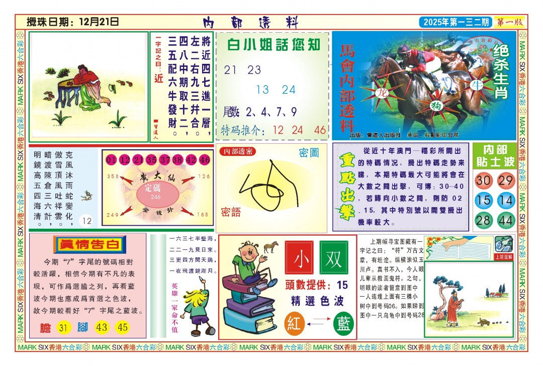 六合彩132期内部透料A(新图)