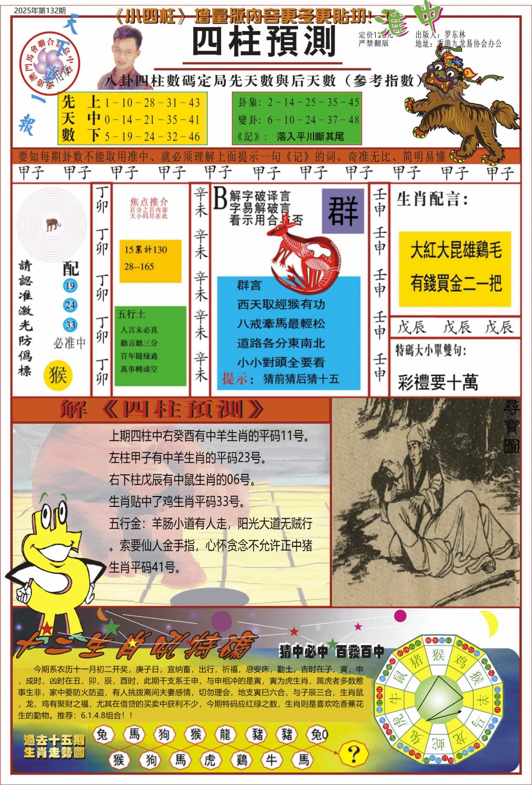 六合彩132期中四柱预测A