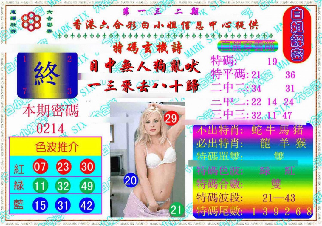 六合彩132期白姐解密《另版》