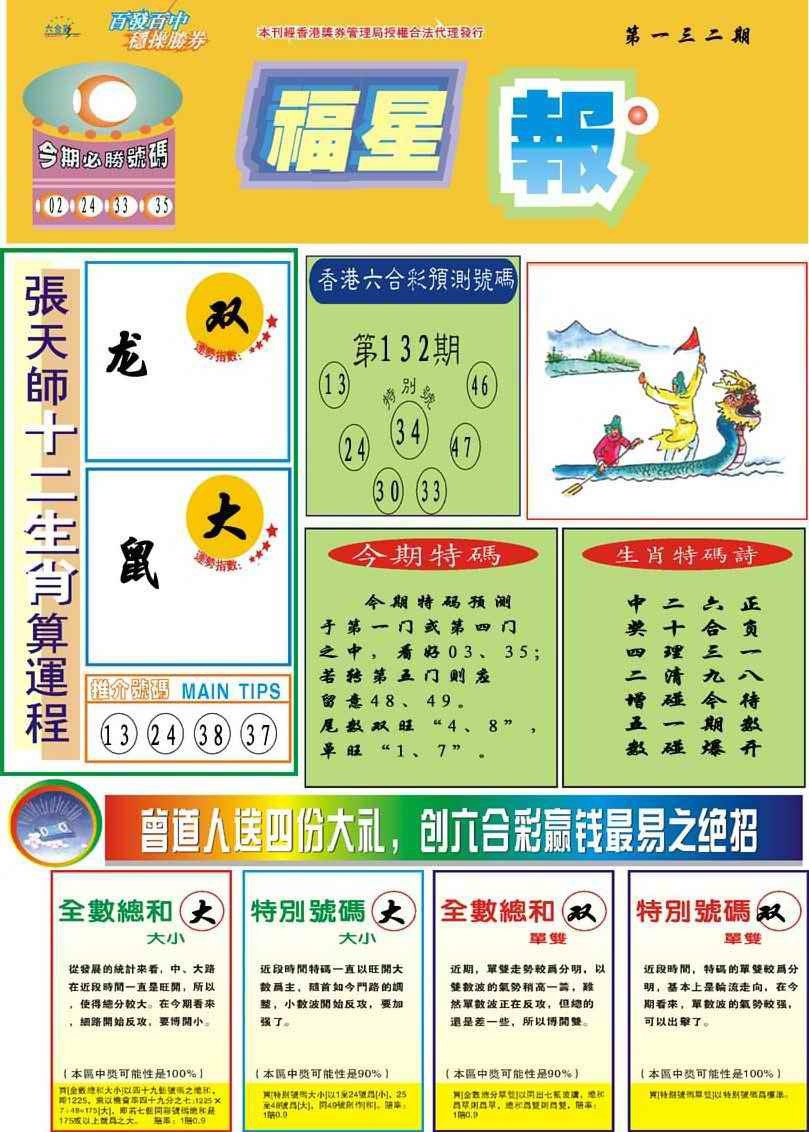 六合彩132期福星报