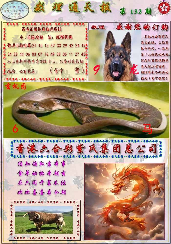 六合彩132期数通报