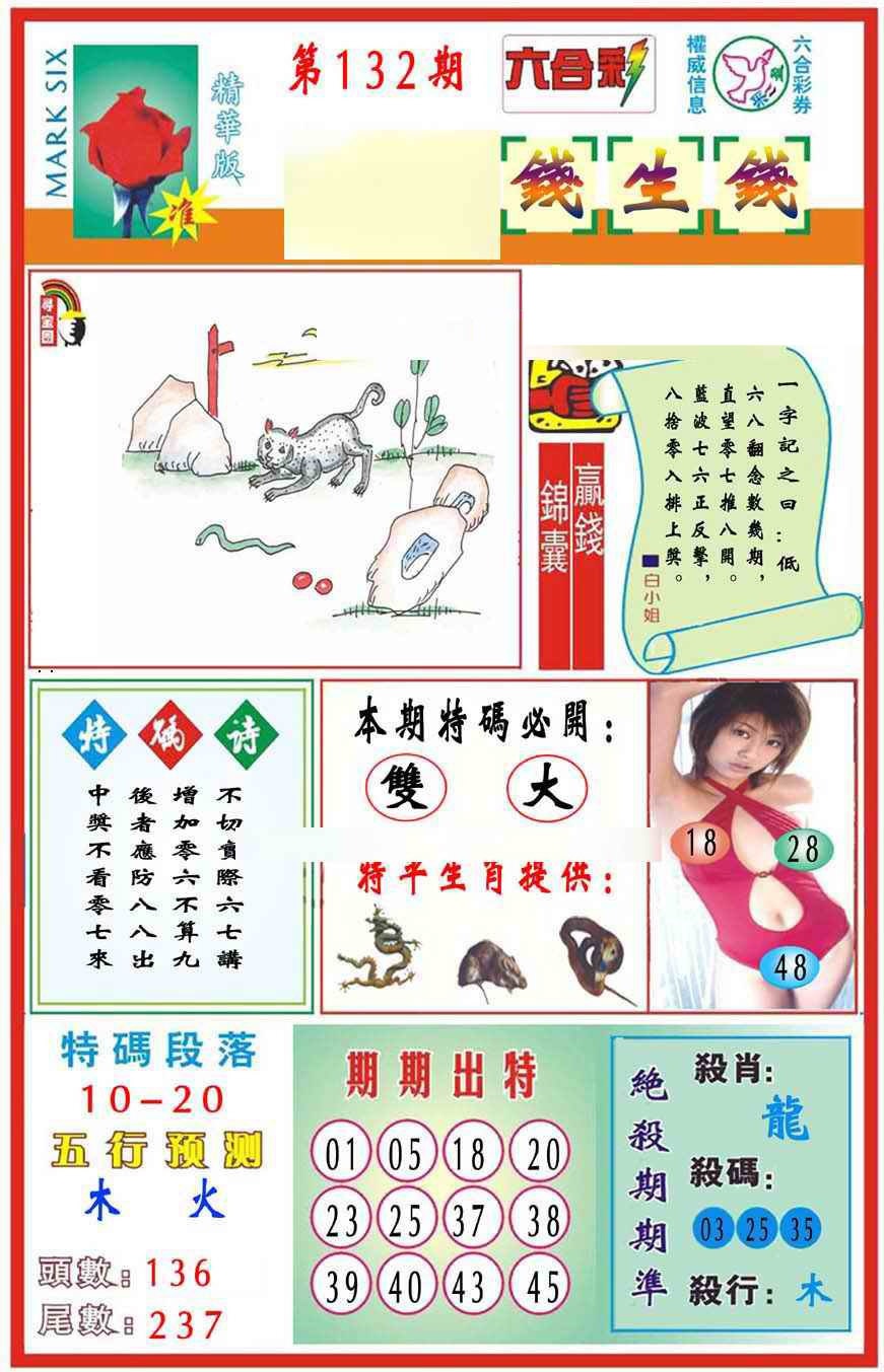 六合彩132期马经钱生钱(新图推荐)