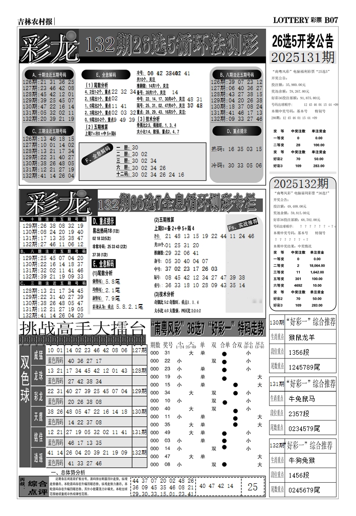 六合彩132期七星彩图(高清)D