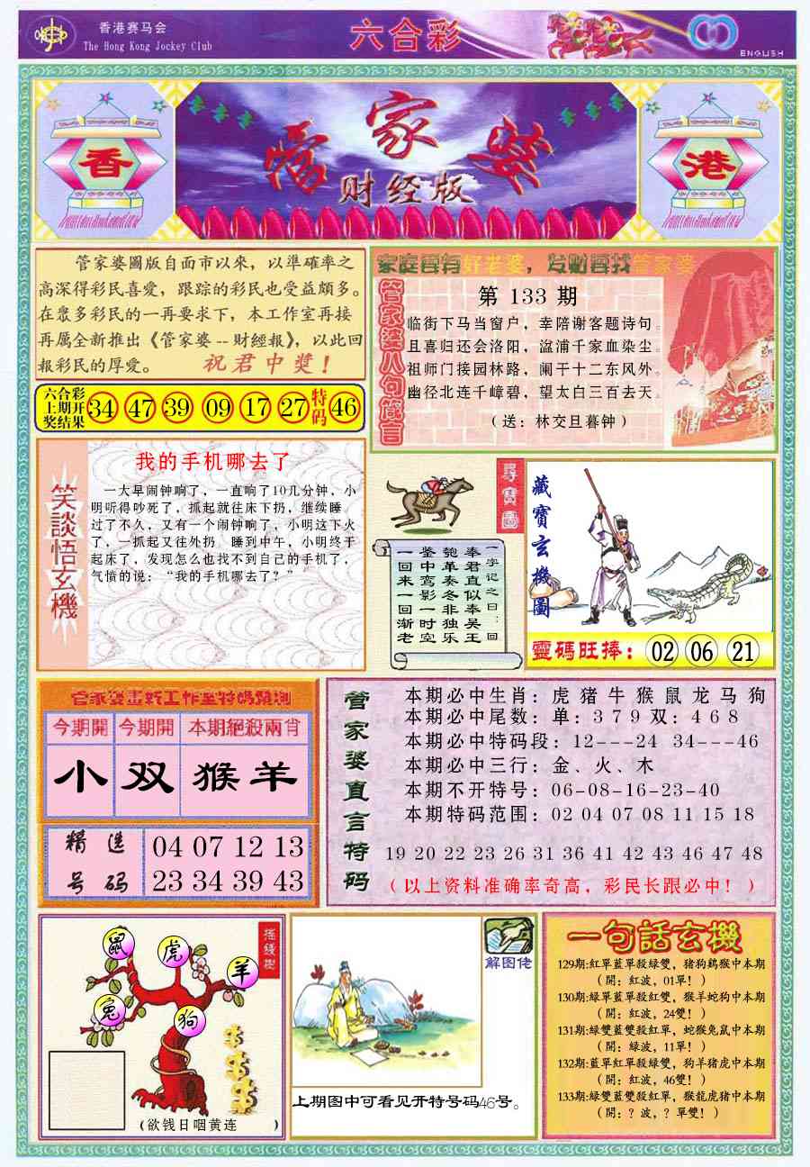六合彩133期管家婆财经版