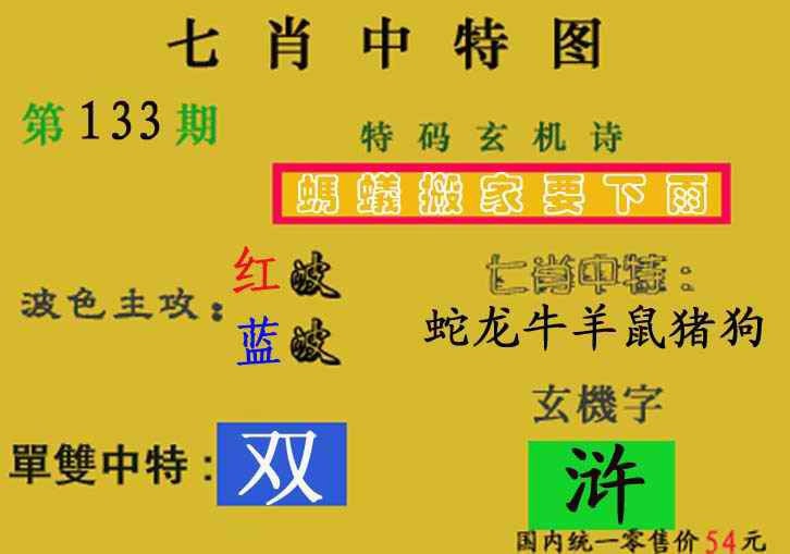 六合彩133期七肖中特(新图)